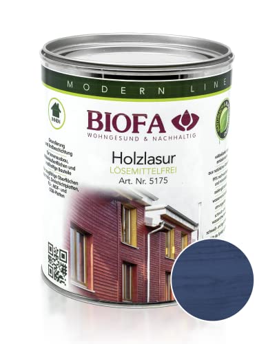 BIOFA Holzlasur farbig lösemittelfrei Holzschutz Holz Lasur 1,00L Enzianblau von Biofa