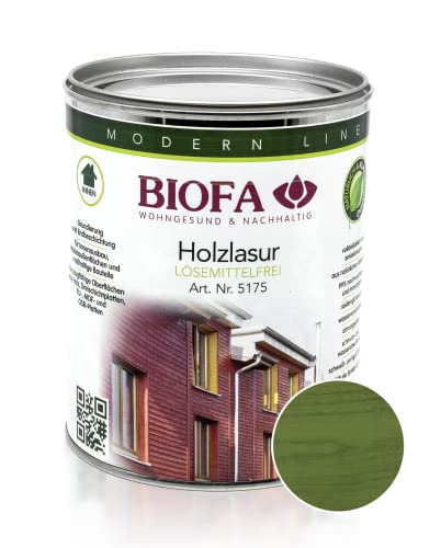 BIOFA Holzlasur farbig lösemittelfrei Holzschutz Holz Lasur 1,00L Moosgrün von Biofa