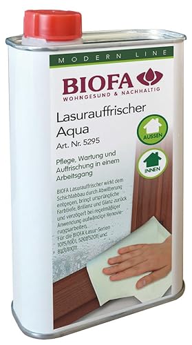 BIOFA Lasurauffrischer Aqua, Holzpflege Innen und Aussen, farblos, für Holzlasuren, 0,25 L von Biofa