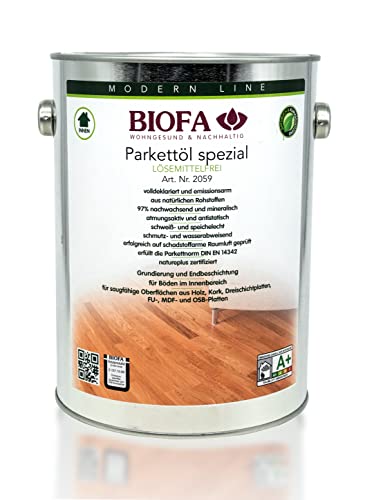 BIOFA Parkettöl spezial lösemittelfrei Fußbodenöl farblos 2059 2,50L von Biofa