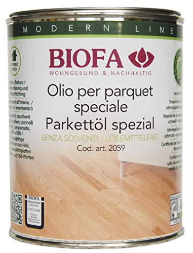 BIOFA 2059 Professionelles Spezialöl für Parkett und Möbel, lösemittelfrei, farblos, 2,5 Liter von Biofa