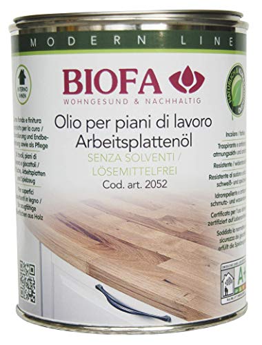 Biofa Arbeitsplattenöl lösemittelfrei - Pflege und Schutz für Holz Arbeitsplatten, Tische, Spielzeug (1 Liter) von Biofa