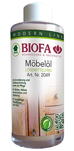 Biofa Möbelöl lösemittelfrei - Möbelpflege für rohe Holzmöbel, geölte Möbel, Innenausbau (0,15 Liter) von Biofa