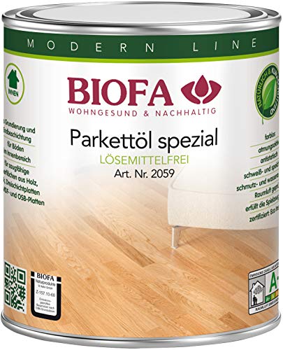 Biofa Parkettöl spezial, lösemittelfrei – Schutz und Pflege für Parkett Böden, Kork & Holz Oberflächen (0,375 Liter) von BIOFA Naturfarben