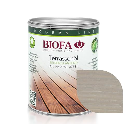 Biofa Terrassenöl farbig – Hochwertiger, witterungsbeständiger Holzschutz für Terrassenholz | UV-Schutz, atmungsaktiv & langlebig (1 L Grau) von Biofa