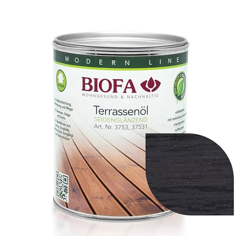 Biofa Terrassenöl farbig – Hochwertiger, witterungsbeständiger Holzschutz für Terrassenholz | UV-Schutz, atmungsaktiv & langlebig (1 L Mooreiche) von Biofa