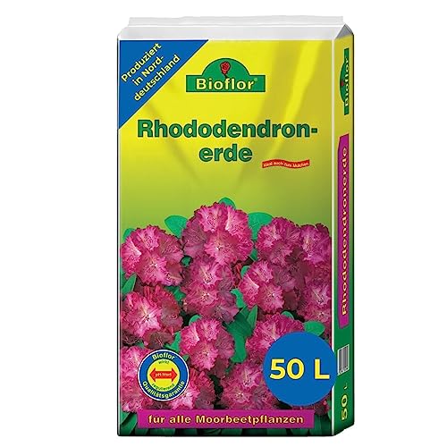 Bioflor Rhododendron-Erde Premium 50 L I Blumen-Erde für optimale Wachstumsbedingungen I Erde für Rhododendron & Azaleen I Blumenerde Garten für optimales Wachstum I Azaleen-Erde von Bioflor