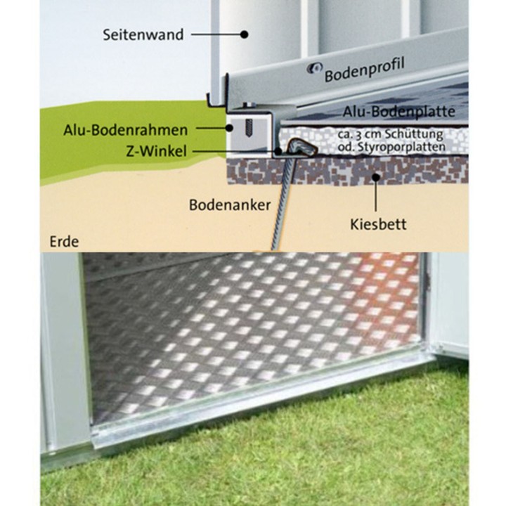 Alu-Bodenplatte Gr. 5 für Gartenhaus Europe DIREKTVERSAND von Biohort