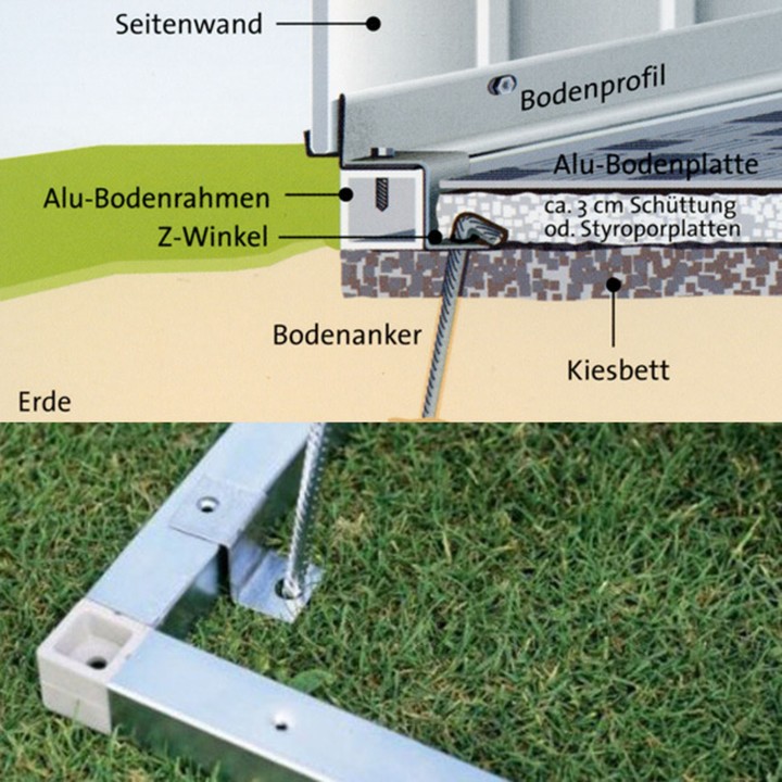 Alu-Bodenrahmen Gr.1 für Gartenhaus Europe DIREKTVERSAND von Biohort