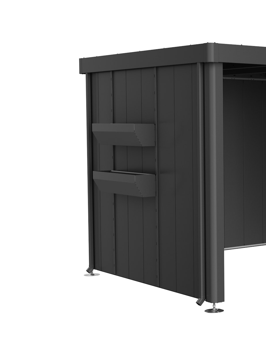 Biohort FloraBoard für Neo Seitendach Rück- oder Seitenwand (2 Blumenkästen) Alle Neo Seitendächer ab Gr. 2 dunkelgrau-metallic von Biohort