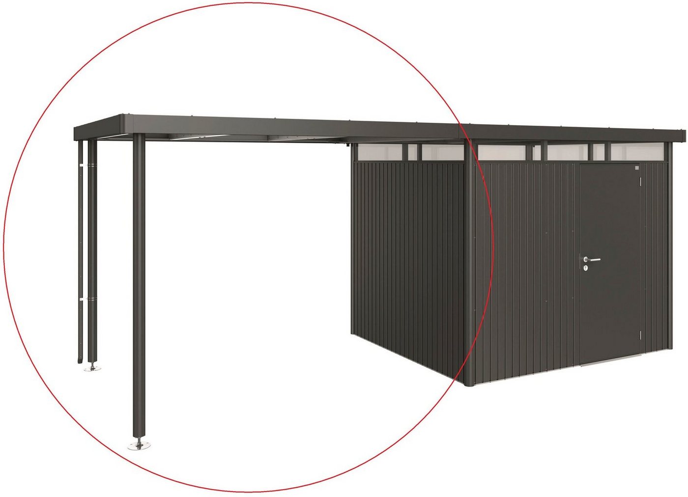 Biohort Gerätehaus-Anbaudach, BxT: 282x235 cm, für Gerätehaus HighLine H3, dunkelgrau-metallic von Biohort