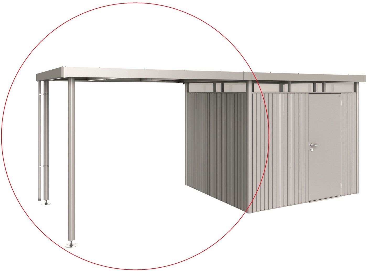 Biohort Gerätehaus-Anbaudach, BxT: 282x235 cm, für Gerätehaus HighLine H3, silber-metallic von Biohort