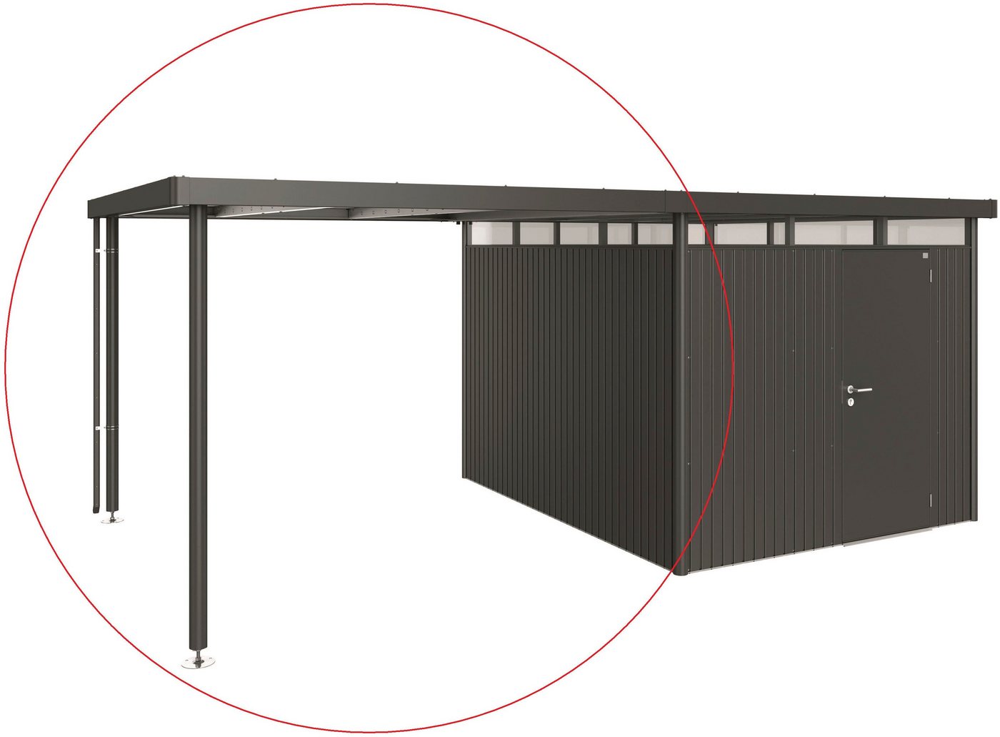 Biohort Gerätehaus-Anbaudach, BxT: 282x315 cm, für Gerätehaus HighLine H5, dunkelgrau-metallic von Biohort