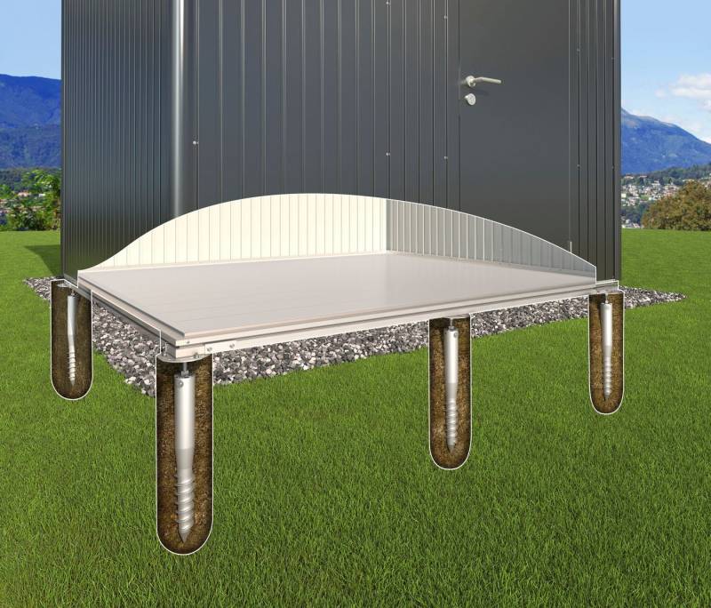 Biohort Gerätehaus-Fundamentrahmen, BxT: 252x132 cm, für SmartBase PLUS HighLine H1, HS, Panorama P1, aus Aluminium von Biohort