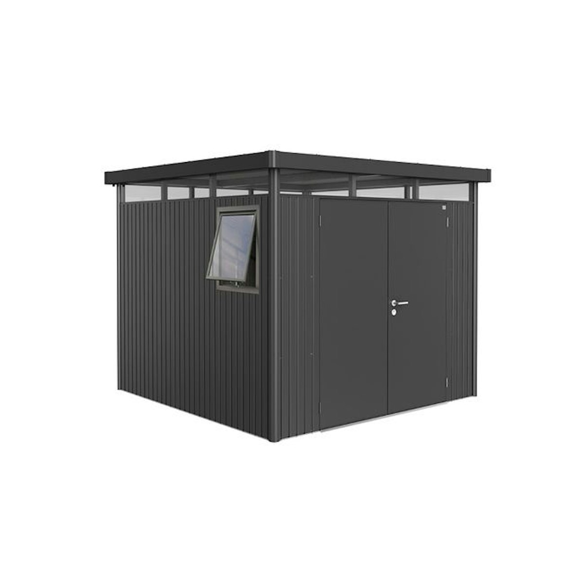 Biohort Gerätehaus HighLine Window Edition inkl. gratis Fensterelement im Wert von 329 € B 275 x T 275 cm (Gr. H 4) Doppeltür dunkelgrau-metallic von Biohort