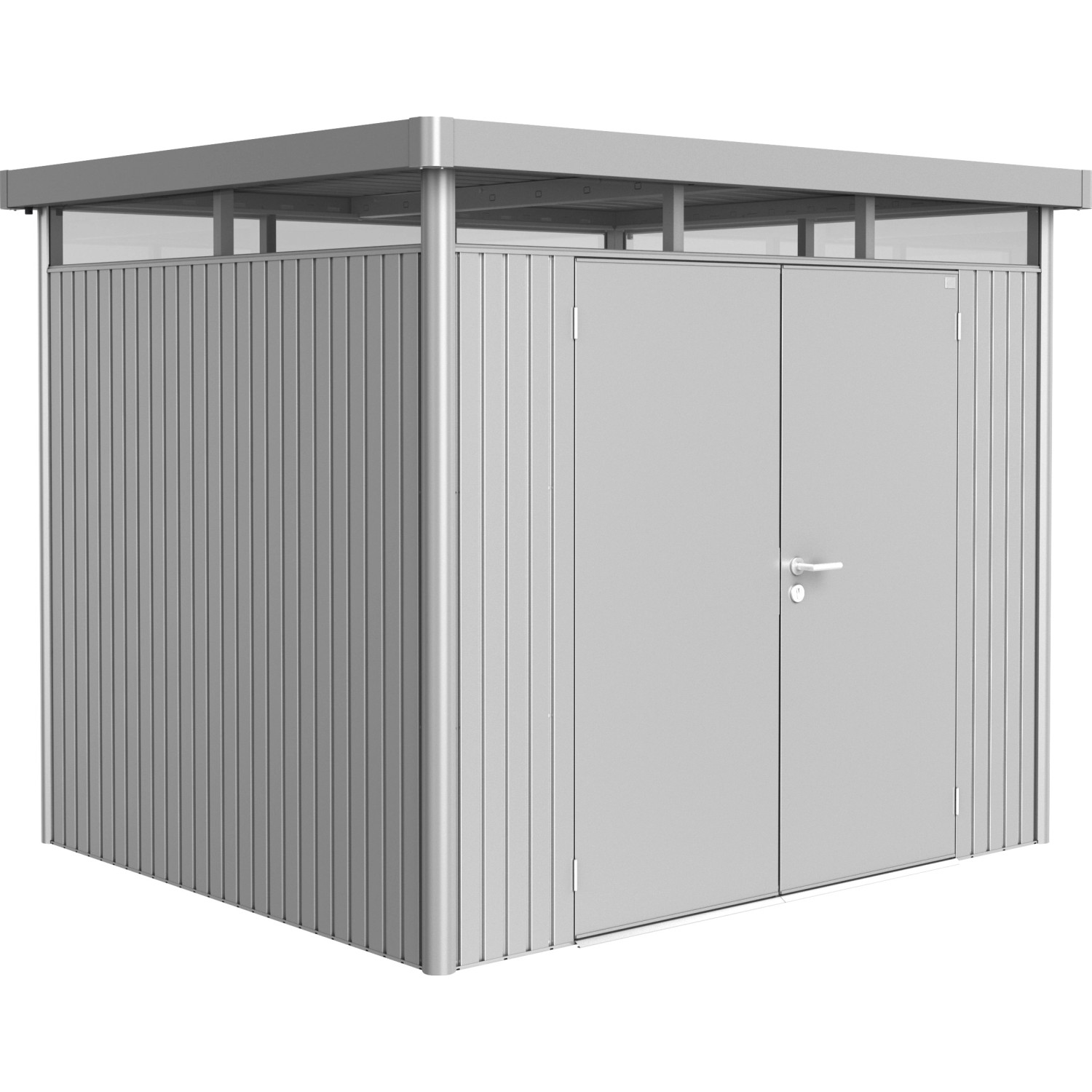 Biohort Metall-Gerätehaus HighLine Silber-Metallic 5,6 m² Doppeltür von Biohort