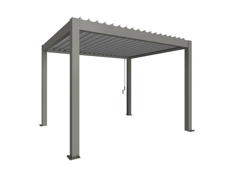 Biohort Pergola B 367,5 x T 312 x H 255 cm (Gr. 3,5x3) Rahmen: quarzgrau-metallic / Dachlamellen: silber-metallic von Biohort