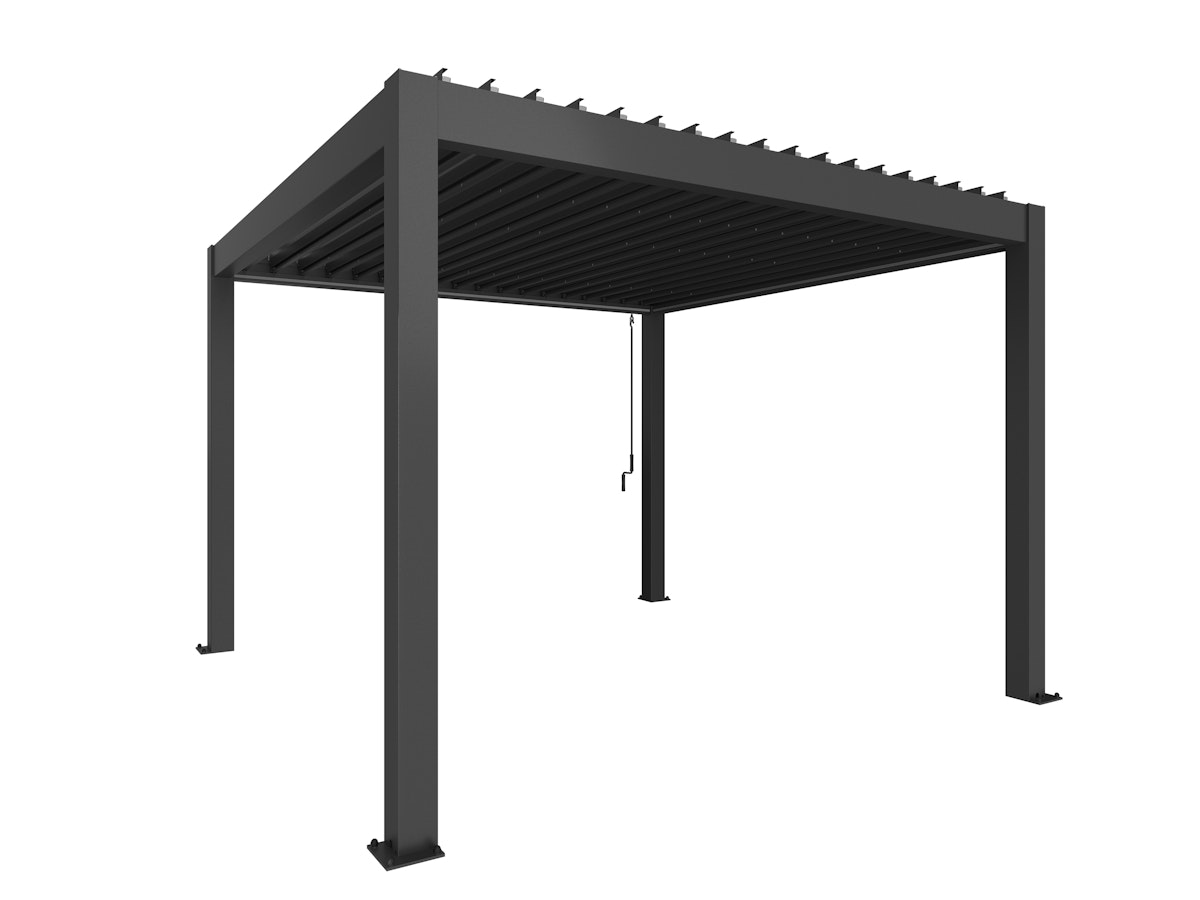 Biohort Pergola B 367,5 x T 367,5 x H 255 cm (Gr. 3,5x3,5) Rahmen: dunkelgrau-metallic / Dachlamellen: dunkelgrau-metallic von Biohort