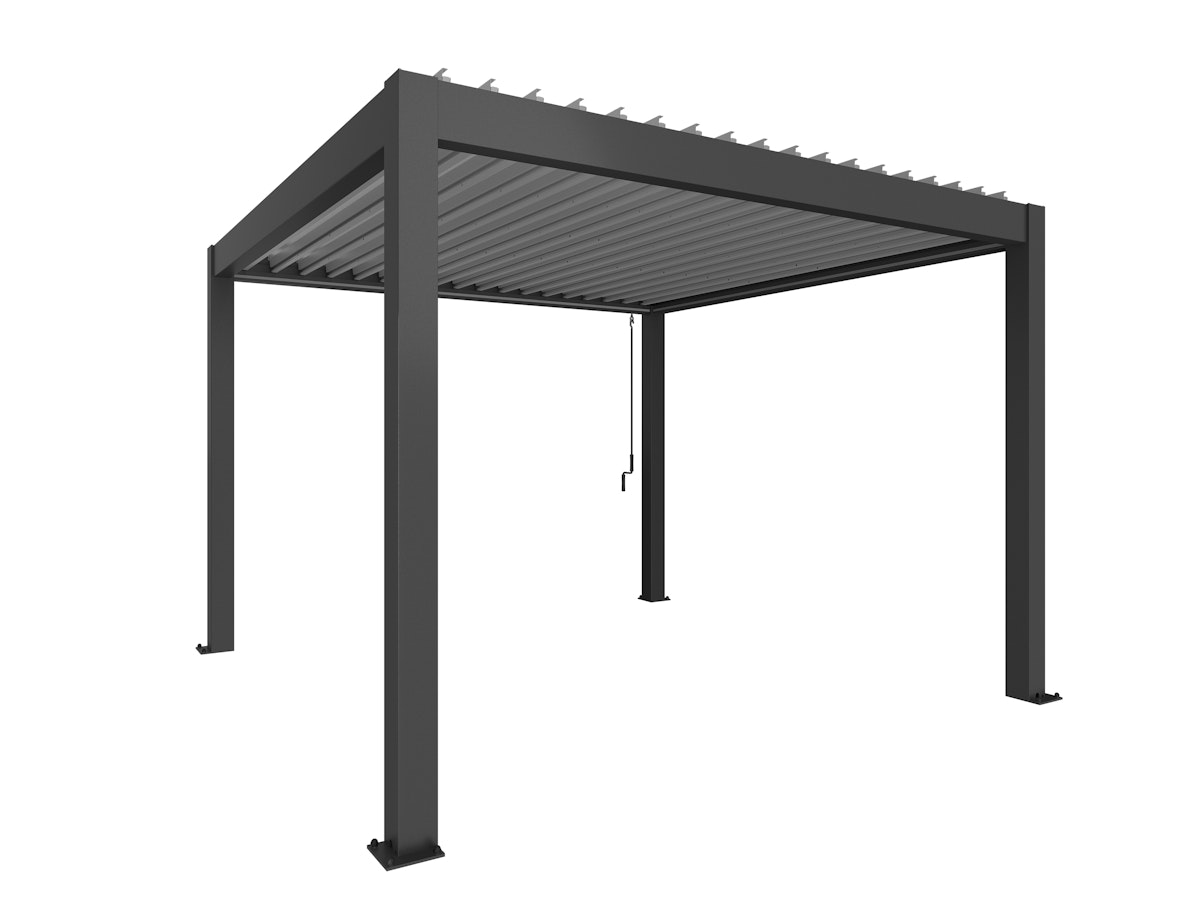 Biohort Pergola B 367,5 x T 367,5 x H 255 cm (Gr. 3,5x3,5) Rahmen: dunkelgrau-metallic / Dachlamellen: silber-metallic von Biohort