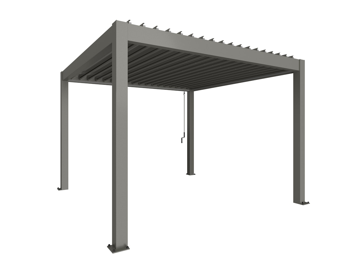 Biohort Pergola B 367,5 x T 367,5 x H 255 cm (Gr. 3,5x3,5) Rahmen: quarzgrau-metallic / Dachlamellen: quarzgrau-metallic von Biohort
