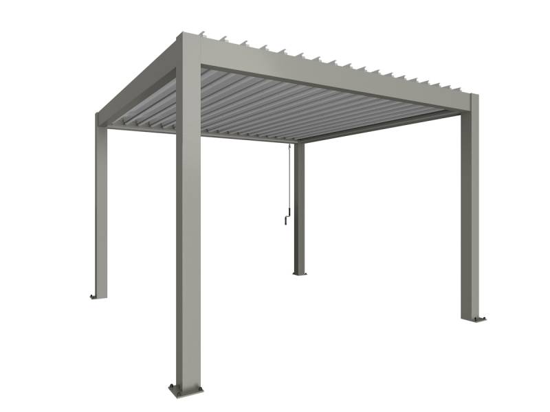 Biohort Pergola B 367,5 x T 367,5 x H 255 cm (Gr. 3,5x3,5) Rahmen: quarzgrau-metallic / Dachlamellen: silber-metallic von Biohort