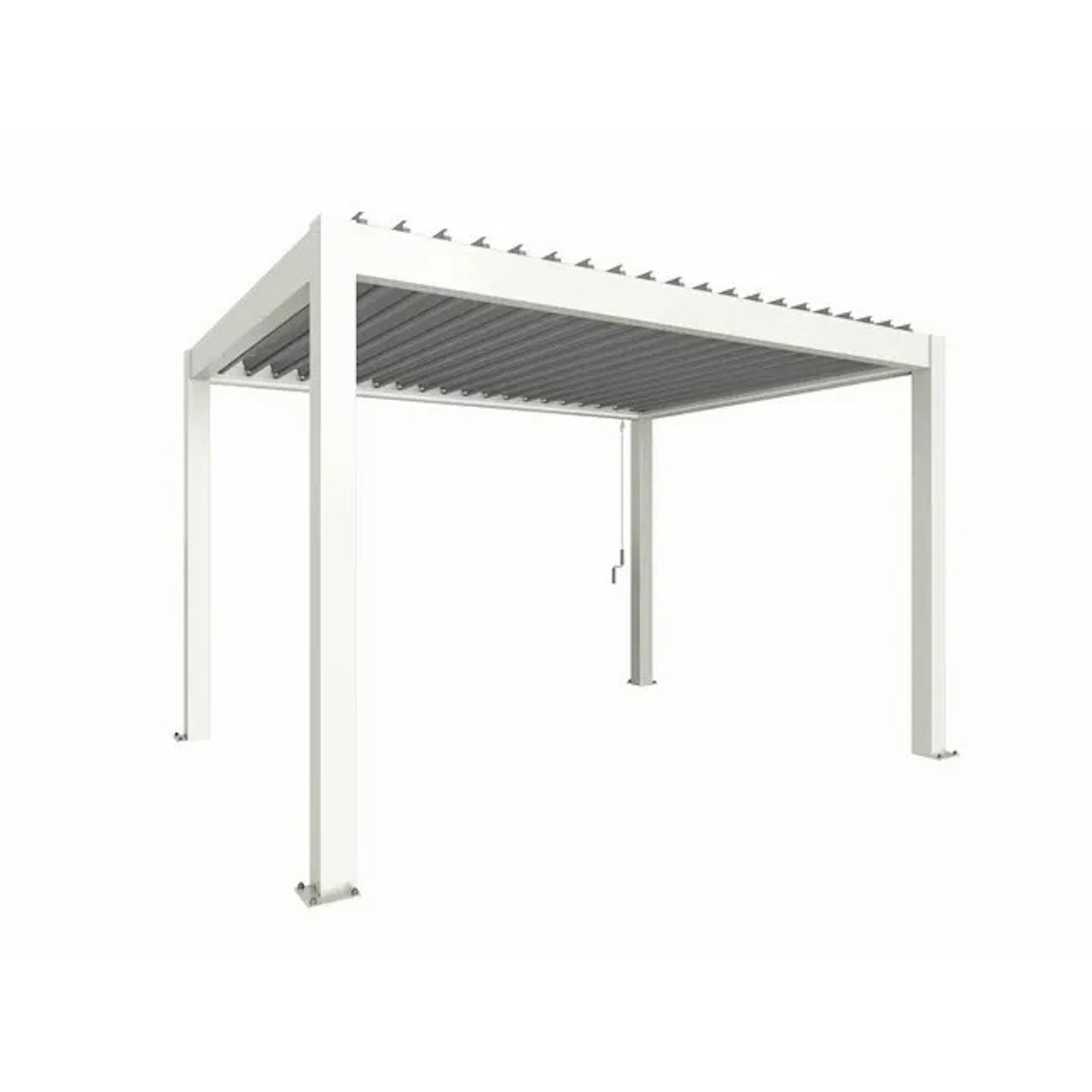 Biohort Pergola B 404,5 x T 312 x H 255 cm (Gr. 4x3) Rahmen: weiß / Dachlamellen: silber-metallic von Biohort