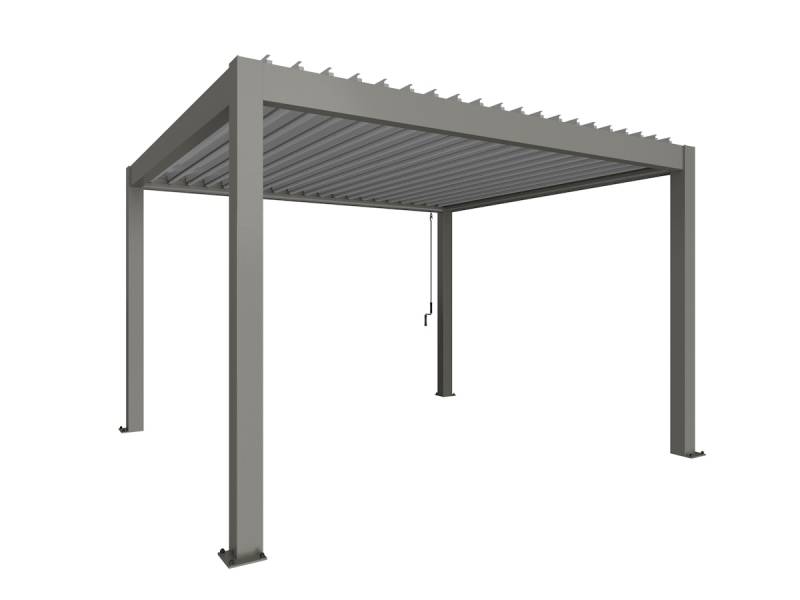 Biohort Pergola B 404,5 x T 367,5 x H 255 cm (Gr. 4x3,5) Rahmen: quarzgrau-metallic / Dachlamellen: silber-metallic von Biohort