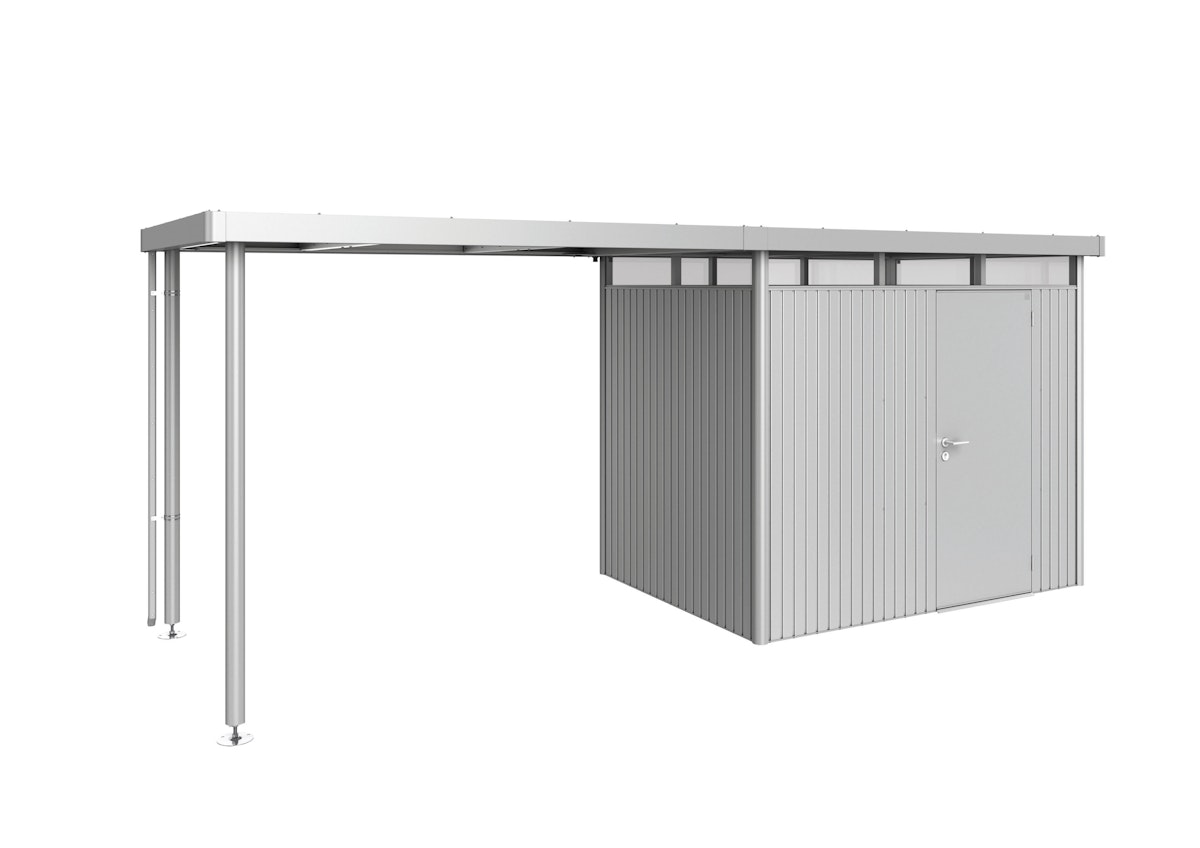 Biohort Seitendach zu Gerätehaus HighLine 282 x T 195 cm (Gr. L passend zu Gr. H2), silber-metallic von Biohort