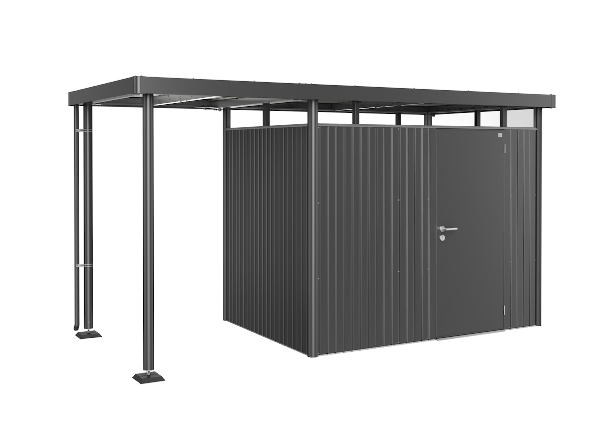 Biohort Seitendach zu Gerätehaus HighLine B 150 x T 195 cm (Gr. S passend zu Gr. H2), dunkelgrau-metallic von Biohort