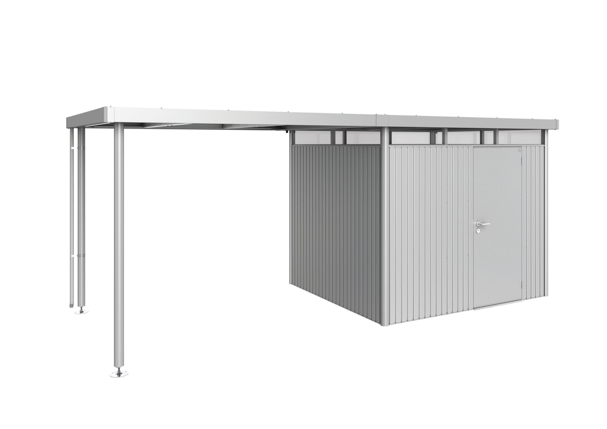 Biohort Seitendach zu Gerätehaus HighLine B 282 x T 235 cm (Gr. L passend zu Gr. H3), silber-metallic von Biohort