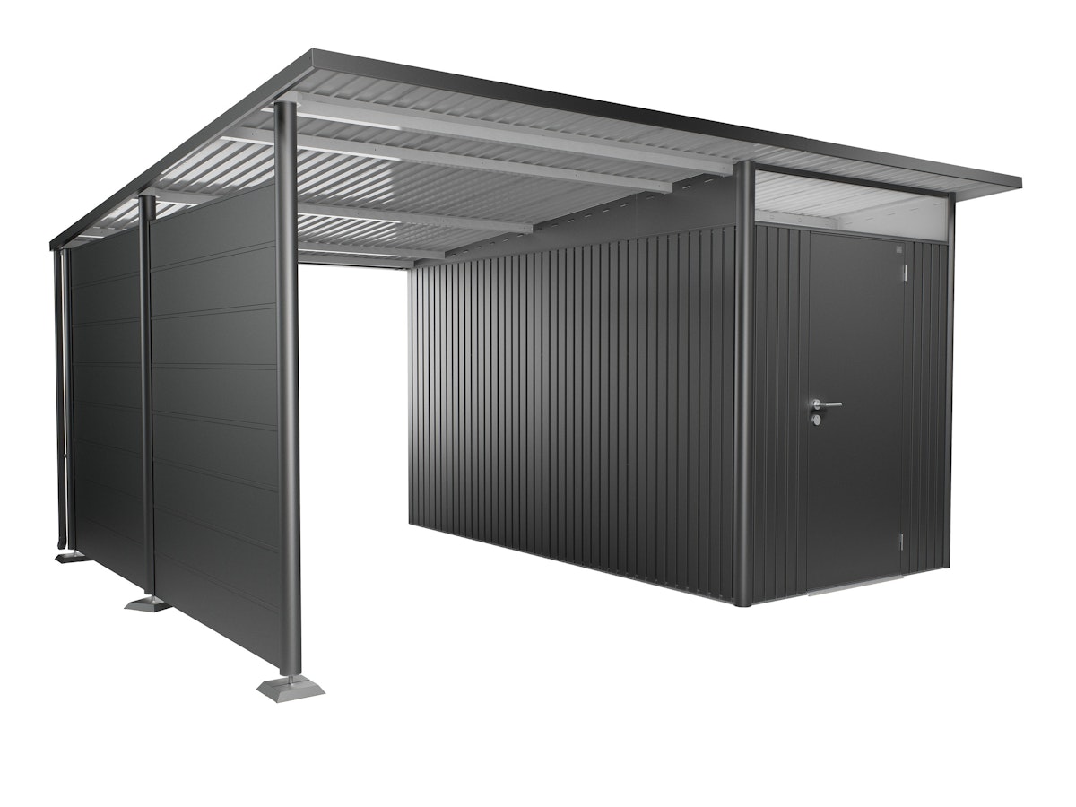 Biohort Seitenwand für Seitendach Gerätehaus Avantgarde & Avantgarde Eco T 318 x H 182 cm (für Seitendach Avantgarde A4 & A8) dunkelgrau-metallic von Biohort
