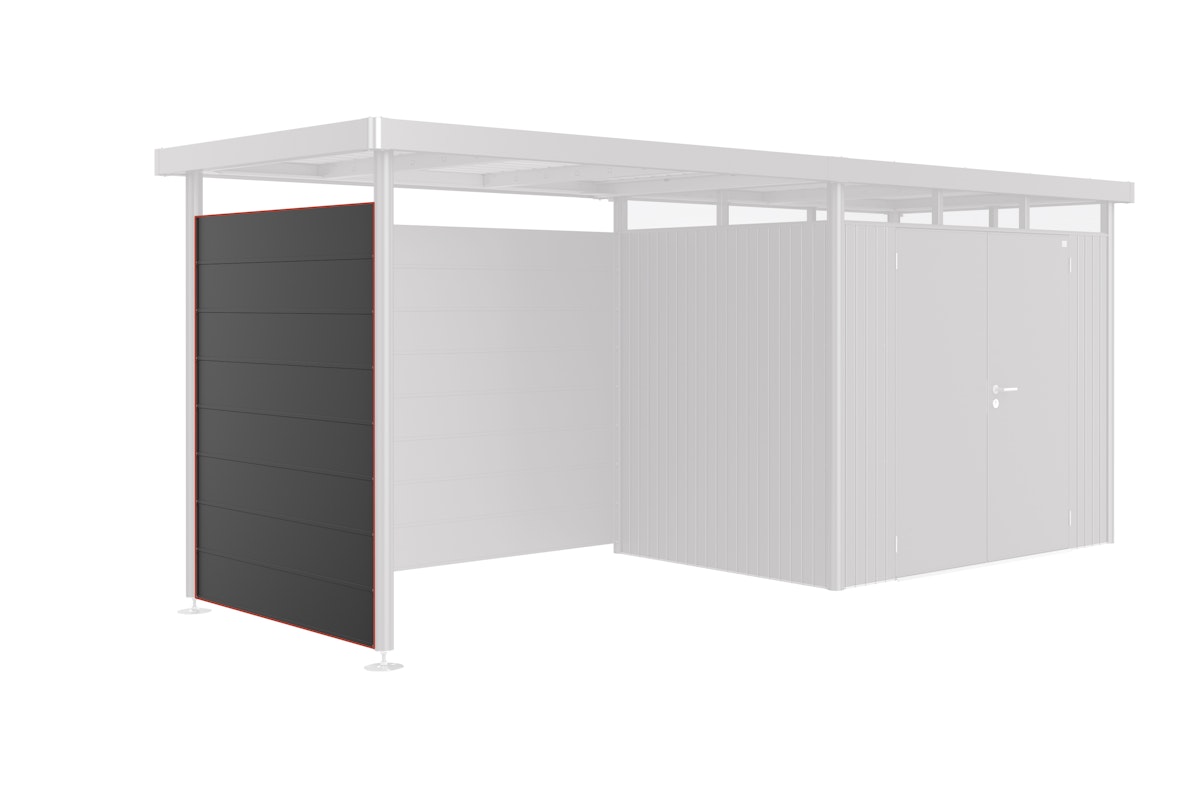 Biohort Seitenwand für Seitendach zu Gerätehaus HighLine H2, H3, H4, H5 T 237 x H 181 cm (für Seitendach Highline H4) dunkelgrau-metallic von Biohort