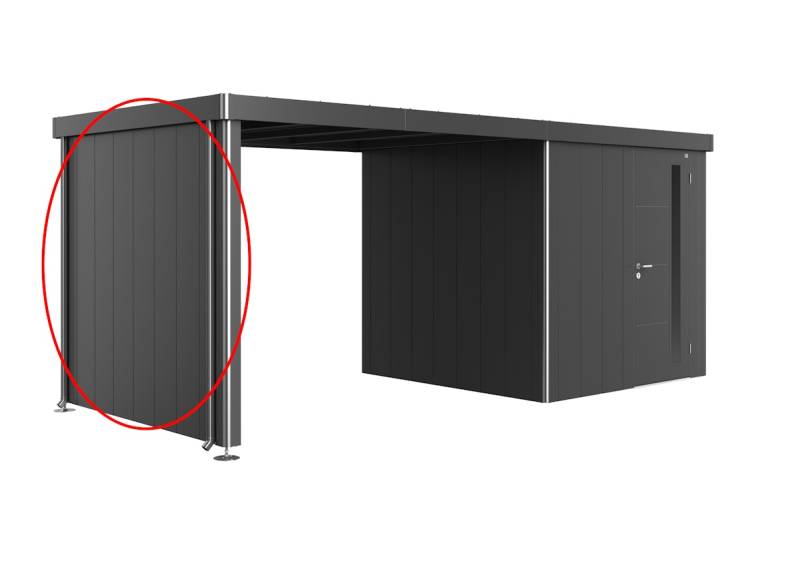 Biohort Seitenwand für Seitendach zu Gerätehaus Neo Breite 300 cm  Neo Größen 2A/2B/2C/2D dunkelgrau-metallic von Biohort