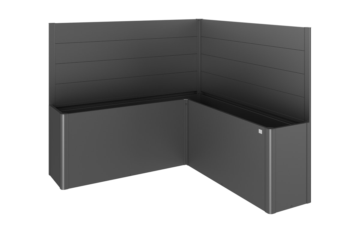 Biohort Sichtschutz für Pflanzbeet Belvedere mit L-Form (2 Stück; für Gr. L100, L150, L200) Belvedere Gr. L200 (MINI, MIDI und MAXI) dunkelgrau-metallic von Biohort