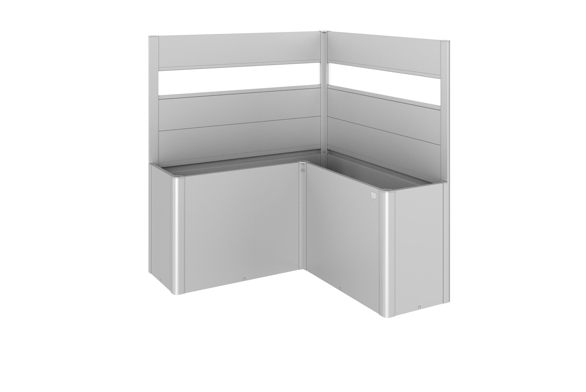 Biohort Sichtschutz mit Acrylglas-Paneel für Pflanzbeet Belvedere mit L-Form (2 Stück; für Gr. L100, L150, L200) Belvedere Gr. L150 (MINI, MIDI und MAXI) silber-metallic von Biohort