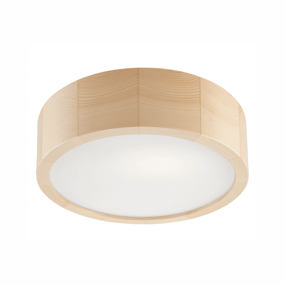 BIOLEDEX runde Deckenleuchte 27cm mit E27 Fassung aus Holz und Glas, Farbe Kiefer Holz von Bioledex