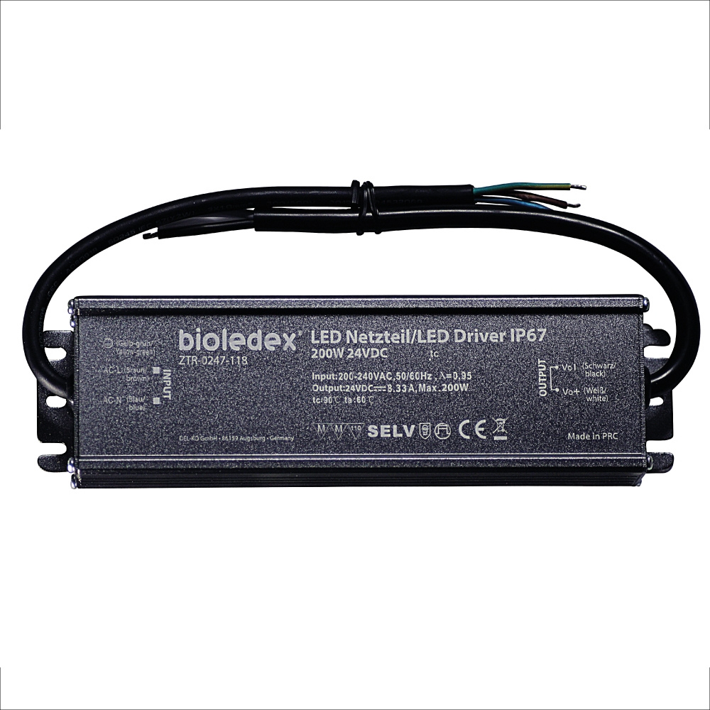 Bioledex 200W 24V DC LED Driver IP67 wasserdichtes Netzteil für 24V LEDs von Bioledex