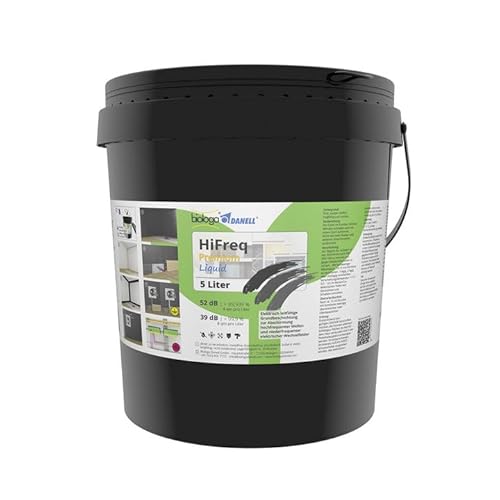 Biologa-Danell HiFreq-Premium-Liquid HF-Abschirmfarbe 5 Liter, schwarz, zur Abschirmung hochfrequenter EMF-Wellen, niederfrequenter elektrischer Wechselfelder und Ableitung statischer Ladungen von Biologa-Danell