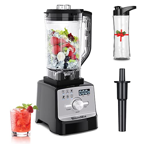 BioloMix Hochleistungsmixer 2200W,Selbstreinigungsfunktion,Standmixer 2L Behälter und 600ml Reisebecher - BPA-frei.Smoothie-Mixer (T5900, Schwarz) von Biolomix