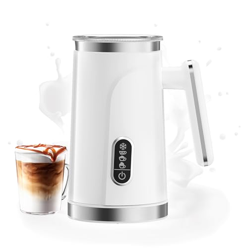 Biolomix-Milchaufschäumer Milchschäumer Elektrisch 300ML 4 Voreingestellte Programme 500 Watt (MF101-Weiß) von Biolomix
