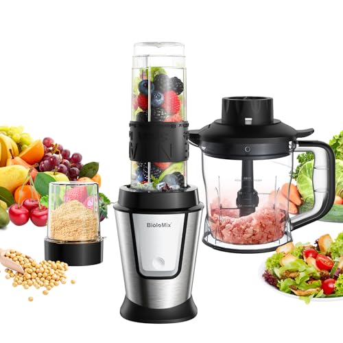 Biolomix Smoothie Maker, 700 Watt 3 in 1 Standmixer Smoothie Mixer, Multifunktion Smoothiemaker Fleisch Zerkleinerer Ice Crusher Kaffeemühle mit 570ml Sport Flasche BPA frei Tritan Biolomix Smoothie Maker, 700 Watt 3 in 1 Standmixer Smoothie Mixer, Multifunktion Smoothiemaker Fleisch Zerkleinerer Ice Crusher Kaffeemühle mit 570ml Sport Flasche BPA frei Tritan von Biolomix