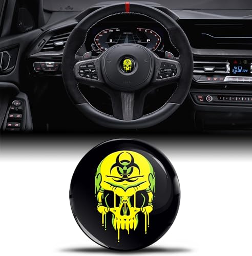 Biomar Labs 3D Silikon Aufkleber Kompatibel mit BMW 36131181082 Emblem Lenkrad 45mm Plakette Zubehör Teile Decals Lenkrad Dekoration Schädel Totenkopf V 14 von Biomar Labs