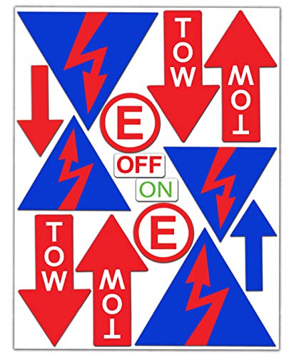 Biomar Labs® 14 Aufkleber Satz Vinyl Sicherheitspfeile Tow Pfeil Abschleppöse Feuerlöscher E An - Aus Zeichen Auto Dekoration Motorrad Fahrrad D 27 von Biomar Labs