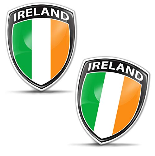 Biomar Labs® 2 x Aufkleber 3D Gel Silikon Abzeichen Stickers Auto Motorrad Fahrrad Fenster Tür PC Handy Tablet Laptop Irland Ireland Irische Irish Flagge Fahne Flag F 147 von Biomar Labs