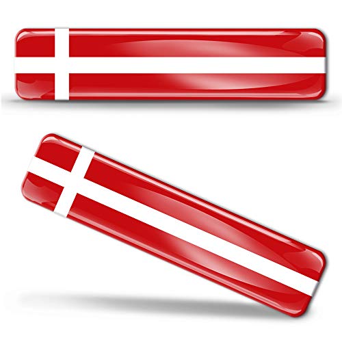 Biomar Labs® 2 x Aufkleber 3D Gel Silikon Stickers Denmark Flag Dänemark Dänische Flagge Fahne Autoaufkleber F 6 von Biomar Labs