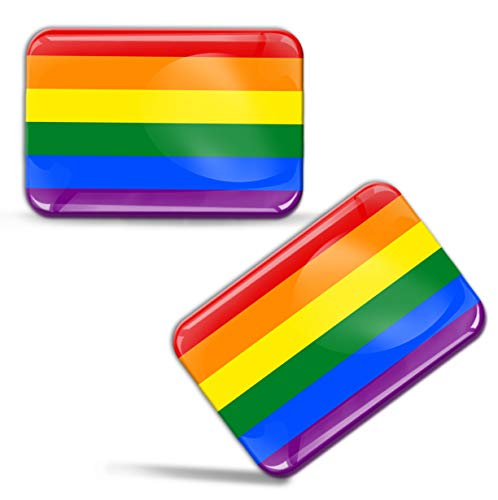 Biomar Labs® 2 x Aufkleber 3D Gel Silikon Stickers LGBT Pride Rainbow Flagge Flag Fahne Regenbogenfarben Lesbian Gay Auto Motorrad Fahrrad Fenster Tür PC Handy Tablet Laptop F 65 von Biomar Labs