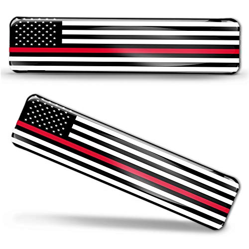 Biomar Labs® 2 x Aufkleber 3D Gel Silikon Stickers USA Amerika Thin Red Line Firefighter Flag America Dünne Rote Linie Feuerwehr Flagge Fahne Autoaufkleber F 58 von Biomar Labs