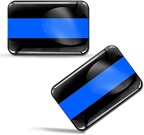 Biomar Labs® 2 x Aufkleber 3D Gel Silikon Stickers USA Blue Line Police Flag Americanische Polizei Dünne Blaue Linie Flagge Fahne Auto Motorrad Fahrrad Fenster Tür PC Handy Tablet Laptop F 36 Z* von Biomar Labs