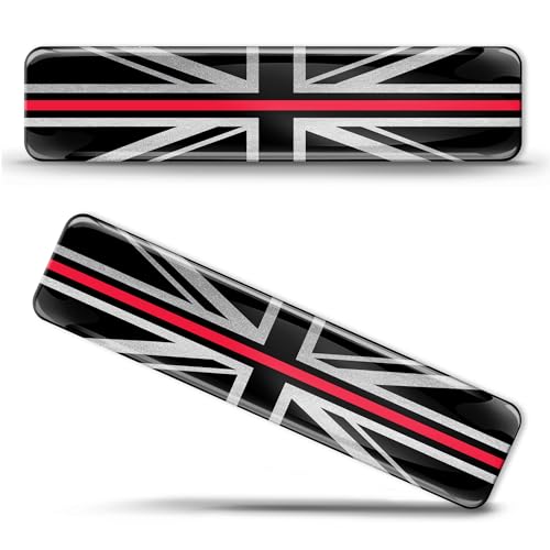 Biomar Labs® 2 x gewölbte 3D-Aufkleber aus Silikon, silberfarben, England UK Union Jack National United Kingdom Great Britain Flag Auto Motorrad Helm F 239 von Biomar Labs