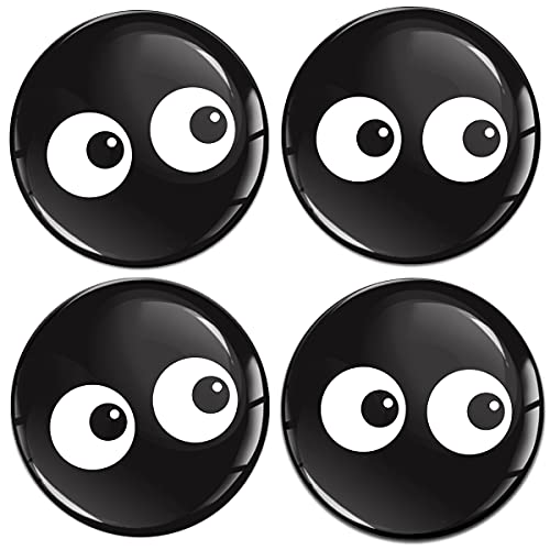 Biomar Labs® 4 x 60mm Aufkleber 3D Augen Schwarz Silikon Für Radkappen Nabenkappen Radnabendeckel Rad-Aufkleber Nabendeckel A 1860 von Biomar Labs
